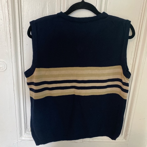 NWT NAVY AND CREAM STRIPED SWEATER VEST - Picture 2 of 2